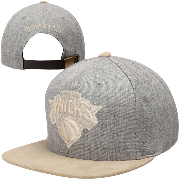 MENS MITCHELL & NESS NBA NEW YORK KNICKS HEATHER SUEDE TWO-TONE ADJUSTABLE HAT