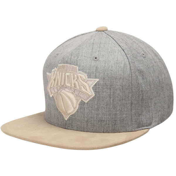 MENS MITCHELL & NESS NBA NEW YORK KNICKS HEATHER SUEDE TWO-TONE ADJUSTABLE HAT