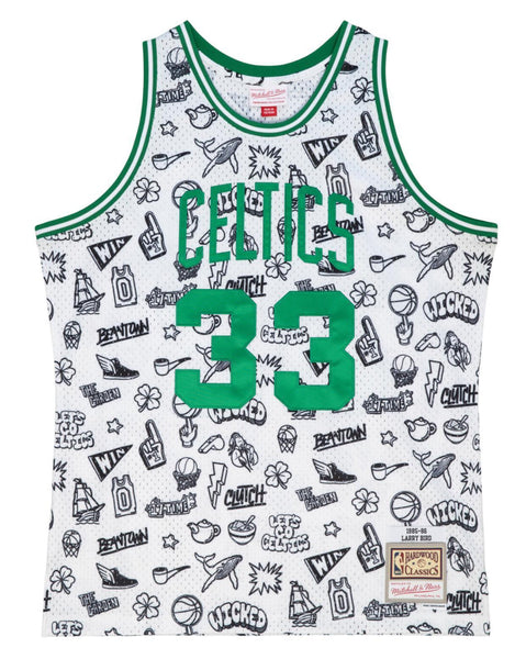 MENS MITCHELL & NESS DOODLE SWINGMAN JERSEY CELTICS 1985 LARRY BIRD