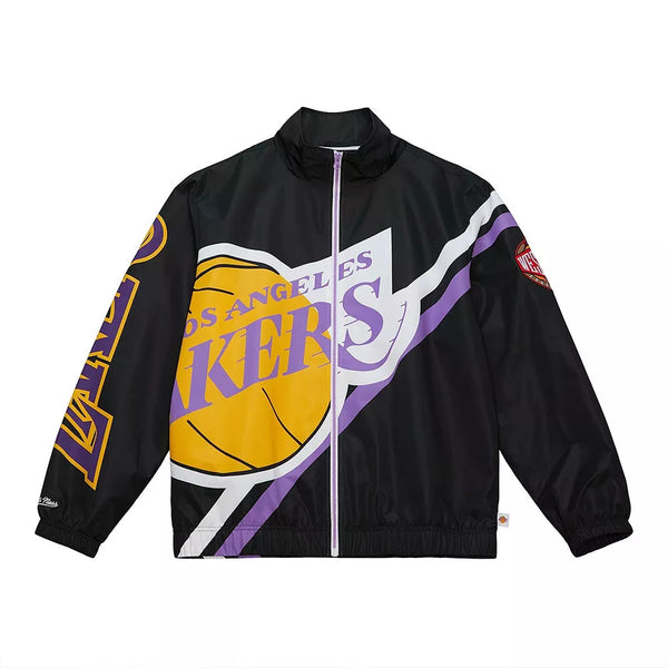 MENS MITCHELL & NESS EXPLODED LOGO WARM UP JACKET LAKERS