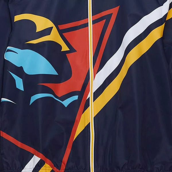 MENS MITCHELL & NESS EXPLODED LOGO WARM UP JACKET WARRIORS