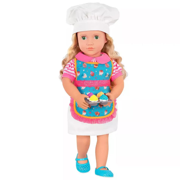 [113988] Our Generation 18" Posable Cooking Doll Jenny with Gourmet Kitchen Playset & Storybook (Red)
