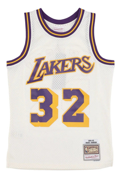 MENS MITCHELL & NESS CREAM TEAM COLOR SWINGMAN JERSEY LAKERS 1984 MAGIC JOHNSON