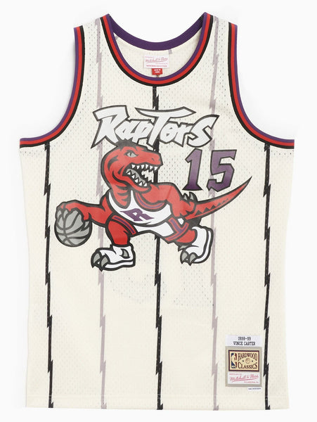 MENS MITCHELL & NESS CREAM TEAM COLOR SWINGMAN JERSEY RAPTORS 1998 VINCE CARTER