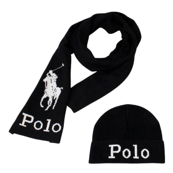 [PC0449-001] ADULT POLO RALPH LAUREN JACQUARD STACKED PONY SET (SCARF & BEANIE)