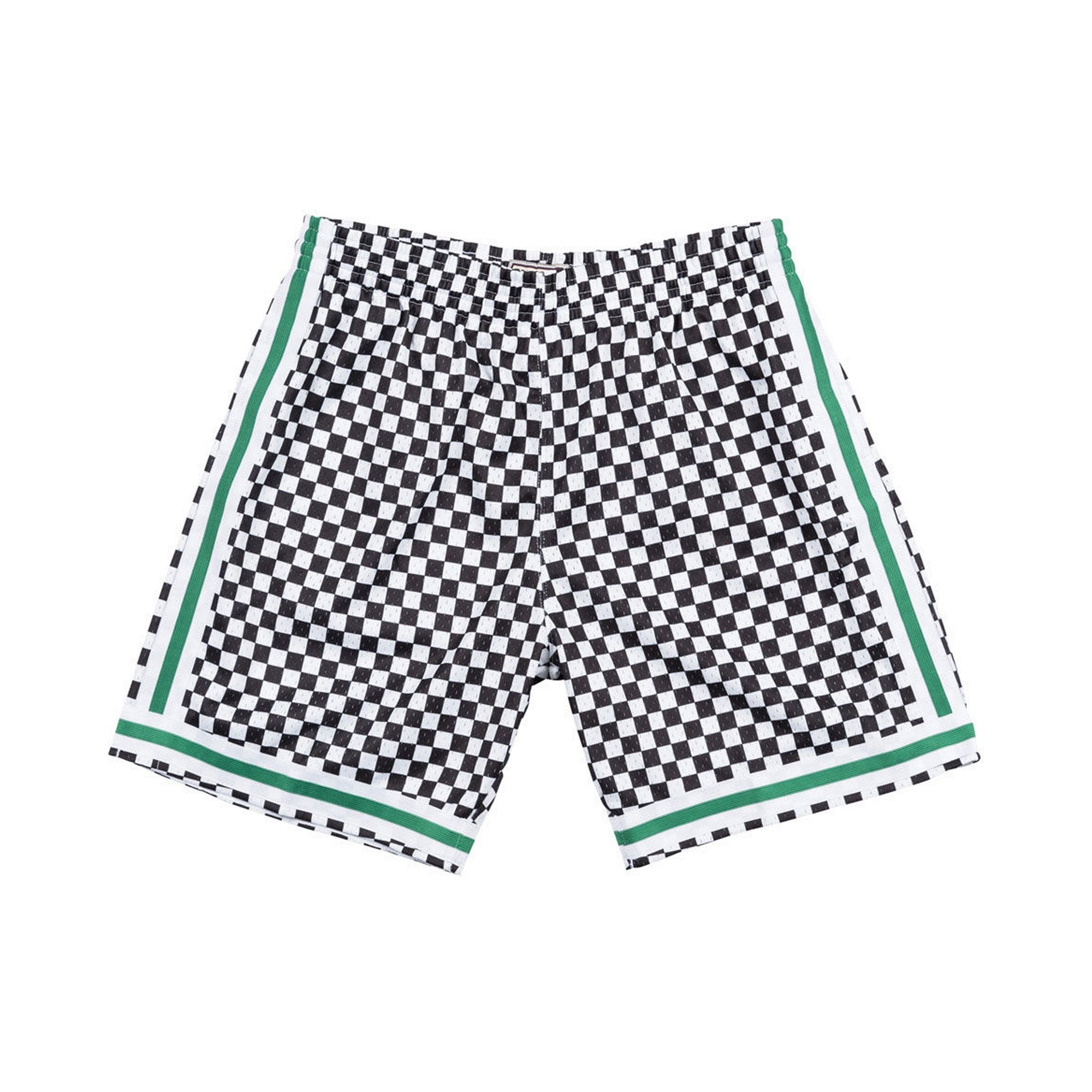 Mens Mitchell & Ness NBA Checked Swingman Shorts Boston Celtics White