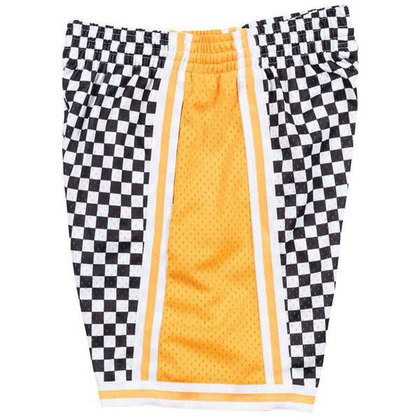 Mens Mitchell & Ness NBA Checked Swingman Shorts LA Lakers White