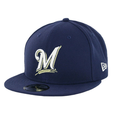 [10581408] Mens New Era MLB Baycik 9Fifty Snapback Cap Milwaukee Brewers