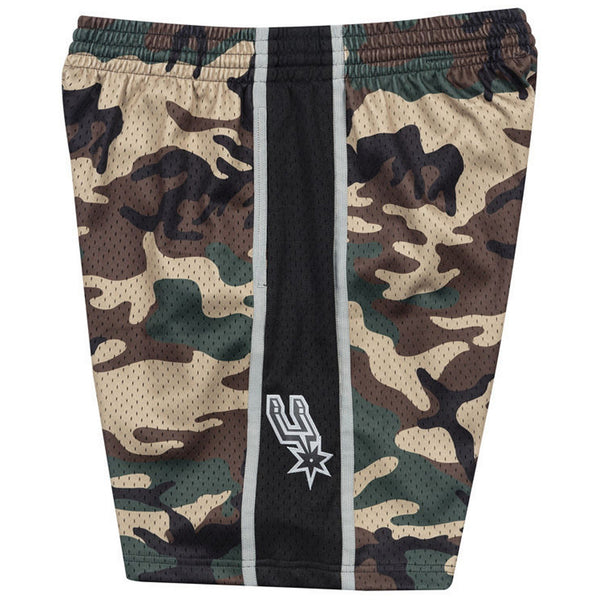 Mens Mitchell & Ness NBA Woodland Camo Swingman Shorts San Antonio Spurs