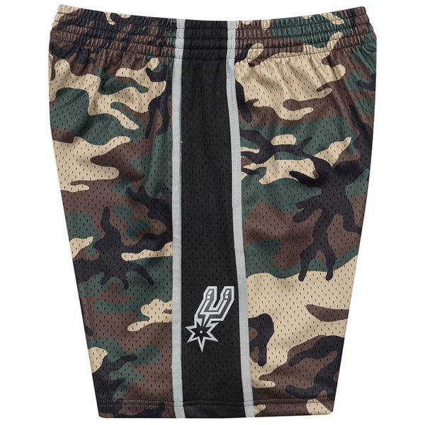 Mens Mitchell & Ness NBA Woodland Camo Swingman Shorts San Antonio Spurs