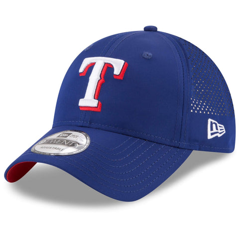 [11591222] Mens New Era MLB Perforated Pivot 9TWENTY Adjustable Hat - Rangers