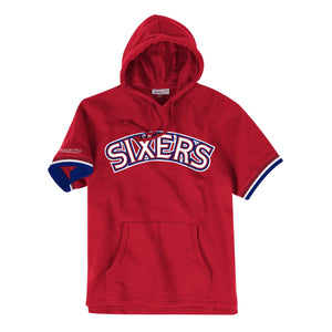 Mens Mitchell & Ness NBA French Terry Short Sleeve Hoodie Philadelphia 76ers