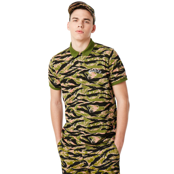 [434448-98T] Mens Oakley Tiger Camo Piquet SS Polo TNP