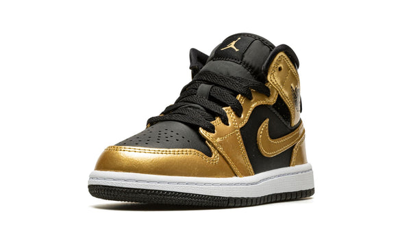 [DR6968-071] Preschool Air Jordan RETRO 1 MID SE (PS) 'Metallic Gold Black'