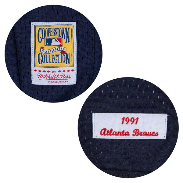 [277J40091ABR] Mens Mitchell & Ness MLB Authentic 1/4 Zip Batting Practice Jersey Braves 91