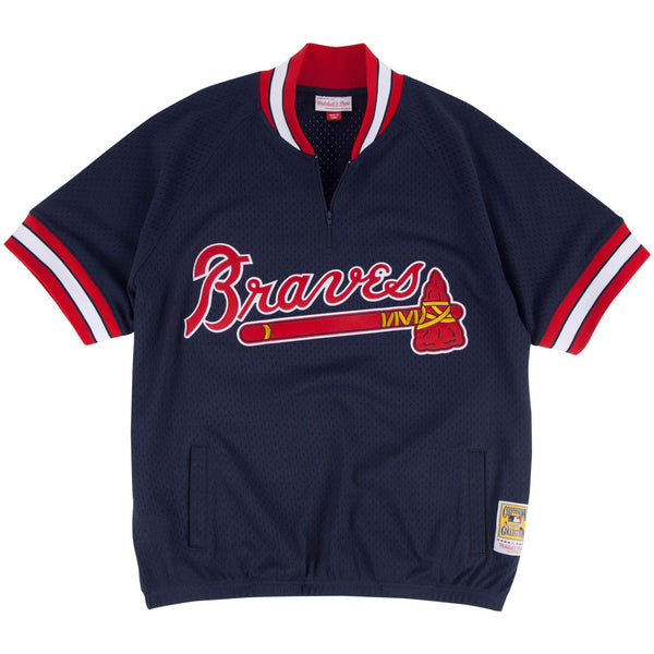 [277J40091ABR] Mens Mitchell & Ness MLB Authentic 1/4 Zip Batting Practice Jersey Braves 91
