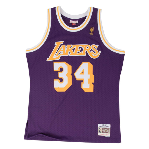 [353J329FGYA4O] Mens Mitchell & Ness NBA Shaquille O'Neal 1996-97 Los Angeles Lakers Swingman Jersey