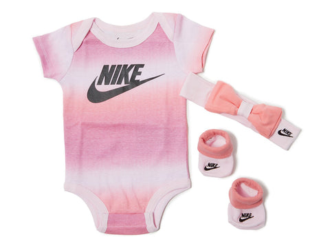 [NN0851-A9Y] Baby Nike Bodysuit, Headband and Booties 3-PC Box Set