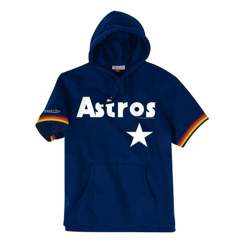 Mens Mitchell & Ness MLB French Terry Short Sleeve Hoodie Houston Astros