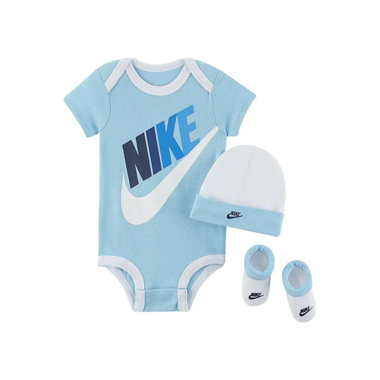 [MN0313-C3L] Baby Nike Bodysuit, Hat and Booties 3-PC Box Set