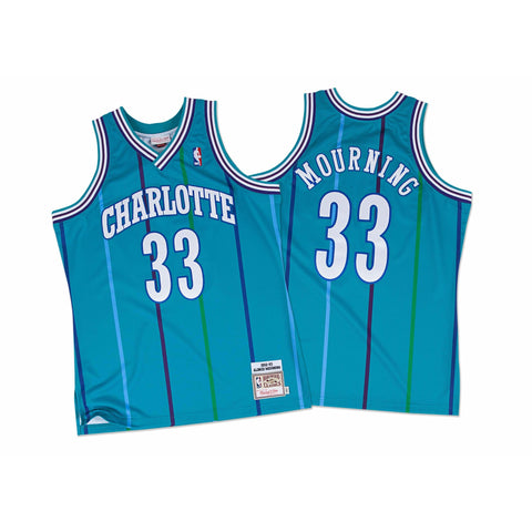 Mens Mitchell & Ness NBA Alonzo Mourning 1992 Authentic Jersey Charlotte Hornets