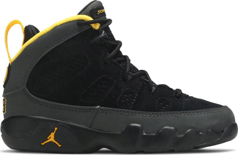 [401811-070] Preschool Air Jordan Retro 9 (PS) 'Dark Charcoal University Gold'