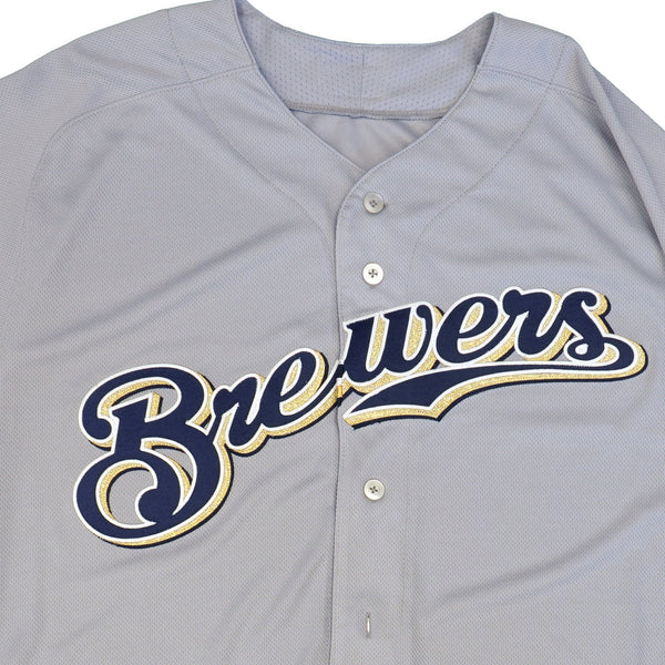 Mens MLB Milwaukee Brewers Authentic On Field Flex Base Jersey - Road Gray
