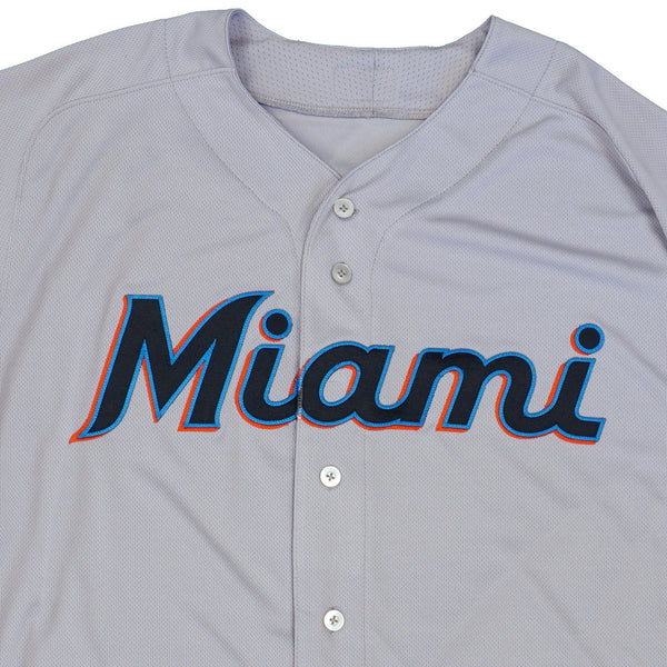 Mens MLB Miami Marlins Authentic On Field Flex Base Jersey - Road Gray