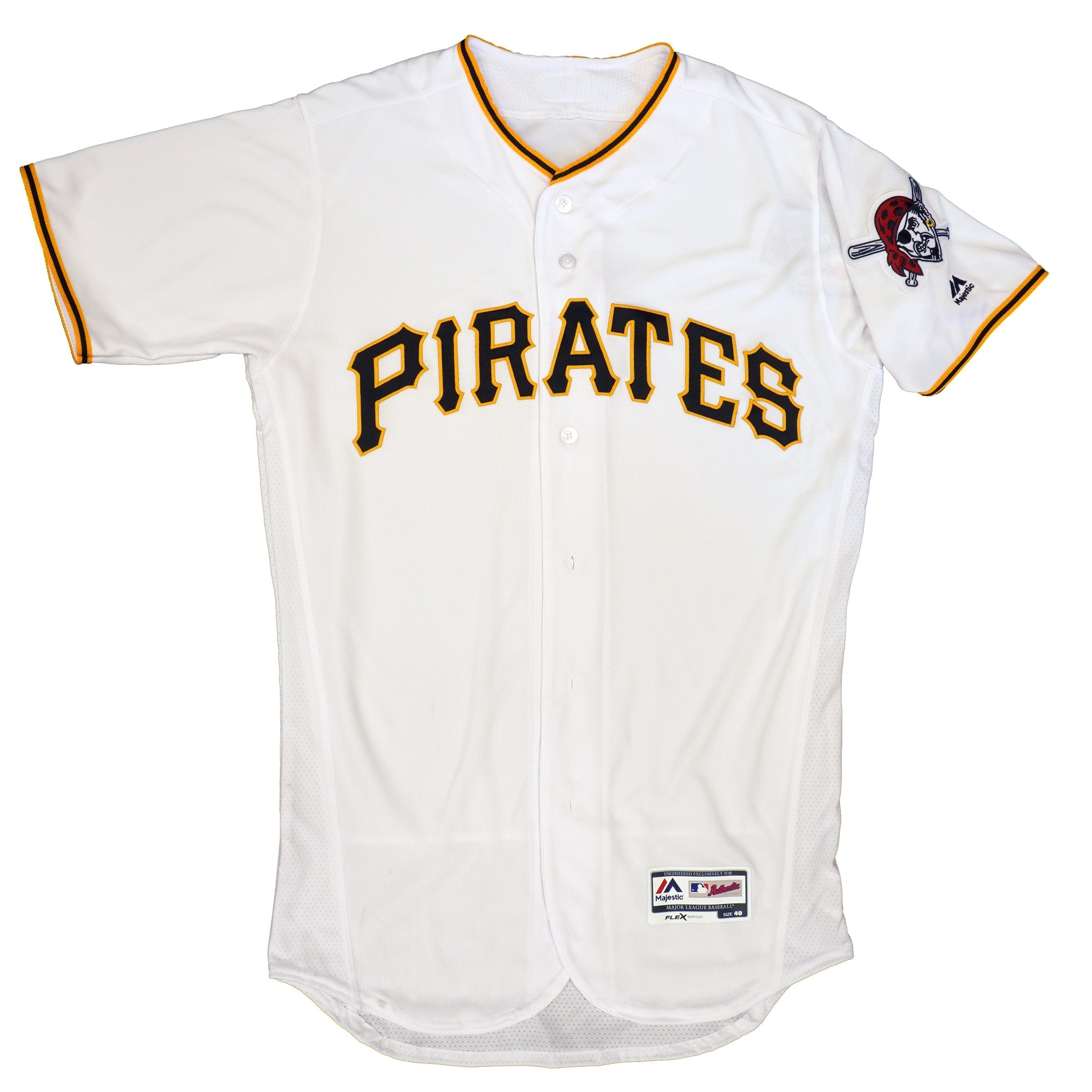 Majestic Pittsburgh Pirates White Button Up Jersey Mens Sz Xl