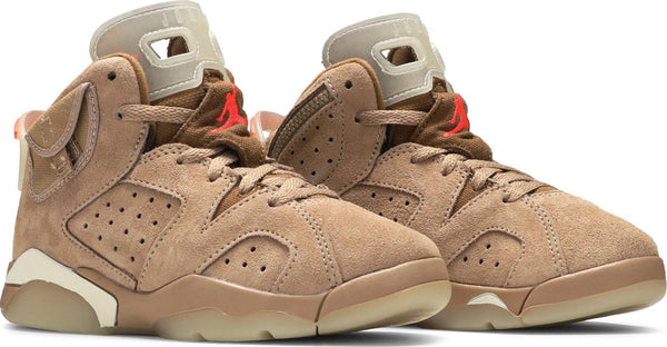 [DH0693-200] Preschool Air Jordan Retro 6 'Travis Scott British Khaki' (PS)
