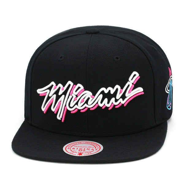 [6HSSMO19313-MHEBLCK] MENS NBA MIAMI HEAT NEON VICE LIGHTS SNAPBACK