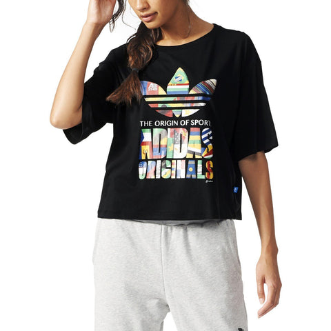 [AJ8944] Womens Adidas Originals Ramera Flag Cropped Tee