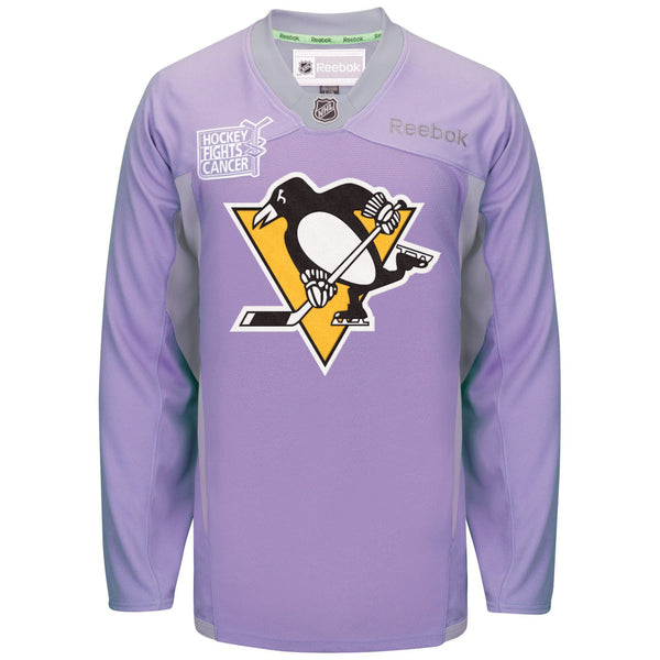[AM2166] Mens Reebok NHL Hockey Fights Cancer Practice Jersey Penguins