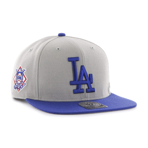 Mens 47 Brand LA Dodgers Captain Snapback - Grey/Blue Brim