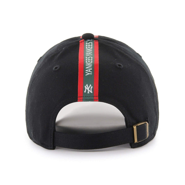 Mens 47 Brand NY Yankees Triple Stripe Clean Up Strapback - Black/Green/Red