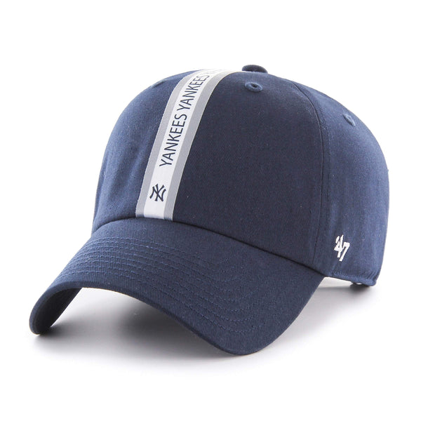 Mens 47 Brand NY Yankees Triple Stripe Clean Up Strapback - Navy/Grey/White