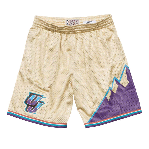 [BA395N-UJA-D-L3X] Mens Mitchell & Ness NBA Gold Swingman Shorts Utah Jazz