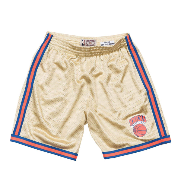 [BA395P-NYK-D-L3Z] Mens Mitchell & Ness NBA Gold Swingman Shorts New York Knicks