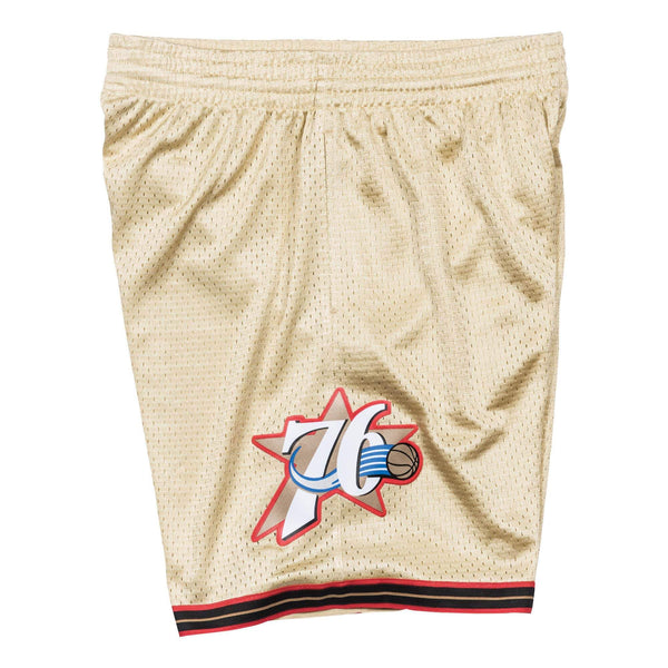 [BA395T-P76-D-L43] Mens Mitchell & Ness NBA Gold Swingman Shorts Philadelphia 76ers