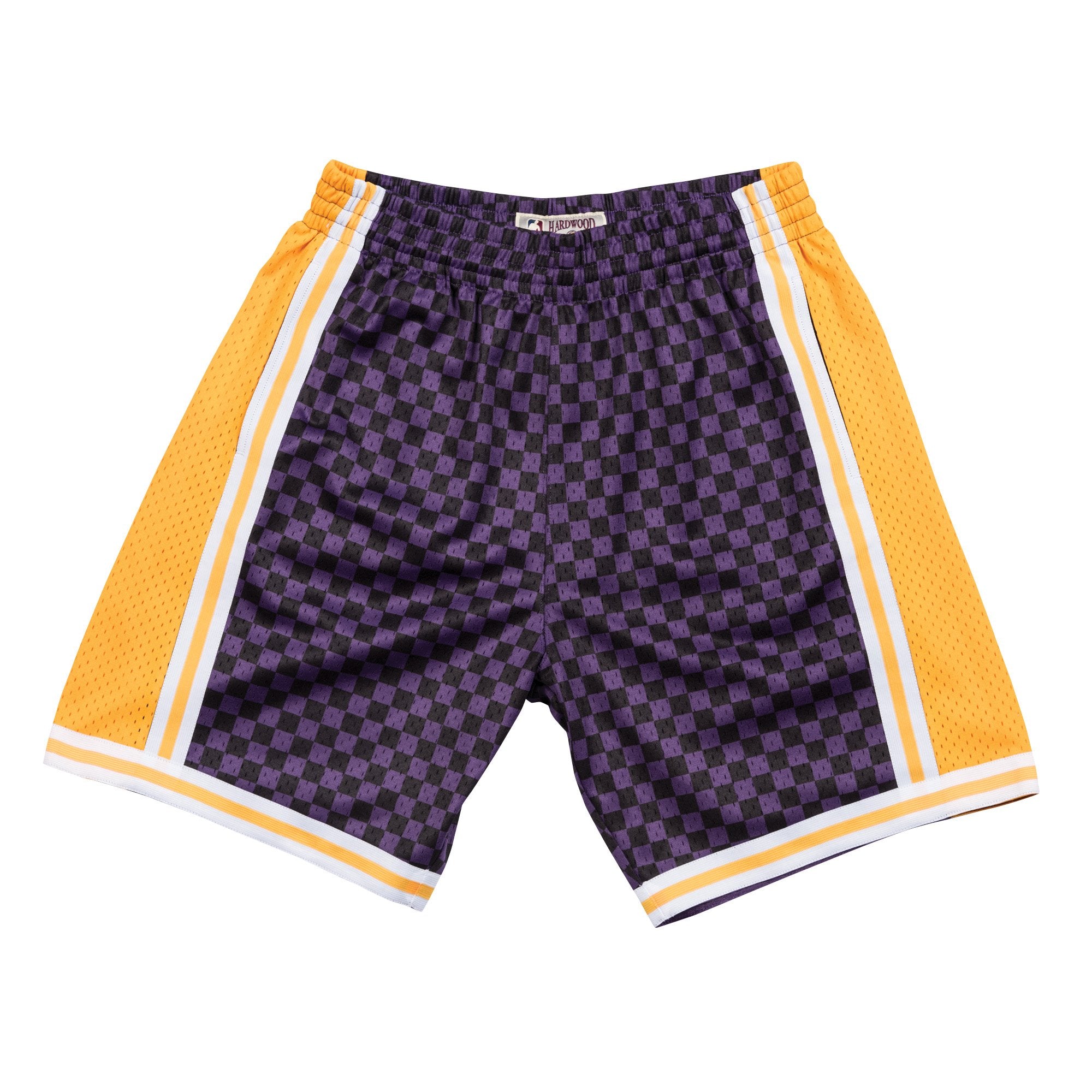 Mens Mitchell & Ness NBA Checked Swingman Shorts LA Lakers Purple