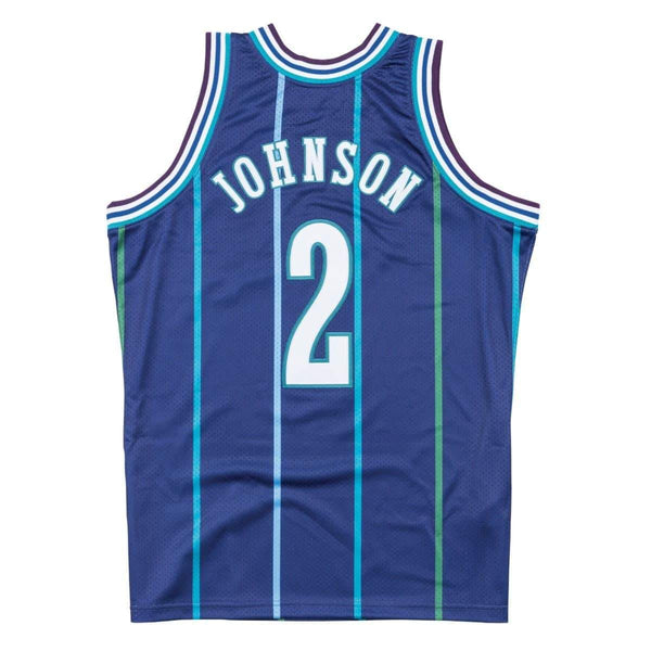 [BA688C-CHO-L-JHI] Mens Mitchell & Ness NBA Authentic Jersey Charlotte Hornets Alternate 1994-95 Larry Johnson