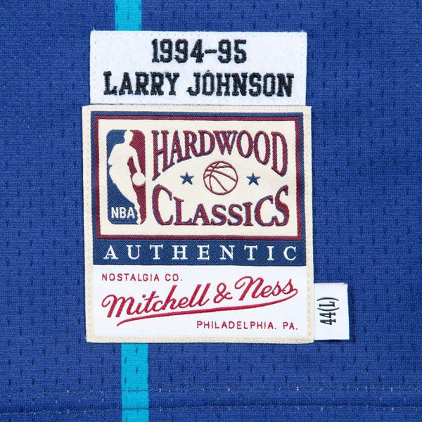 [BA688C-CHO-L-JHI] Mens Mitchell & Ness NBA Authentic Jersey Charlotte Hornets Alternate 1994-95 Larry Johnson