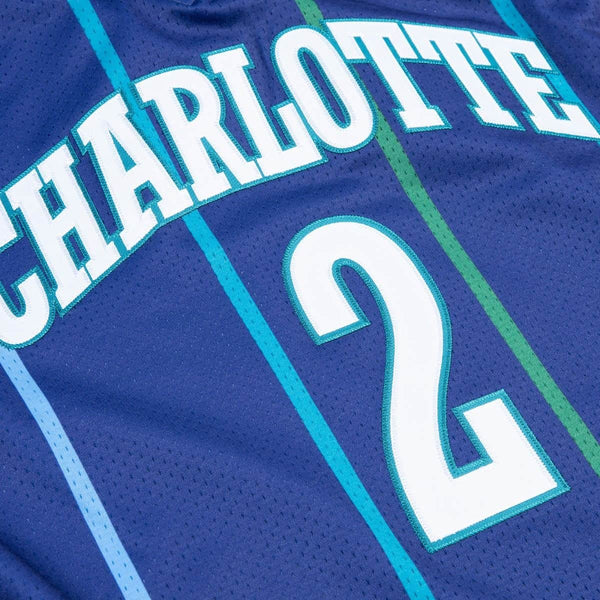 [BA688C-CHO-L-JHI] Mens Mitchell & Ness NBA Authentic Jersey Charlotte Hornets Alternate 1994-95 Larry Johnson