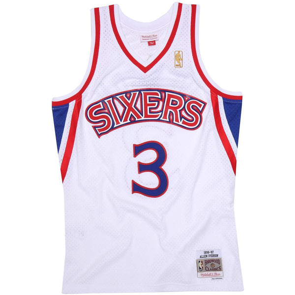 [BA81MB-P76-W-JI8] Mens Mitchell & Ness NBA Allen Iverson 1996-97 Home Swingman Jersey Philadelphia 76ers
