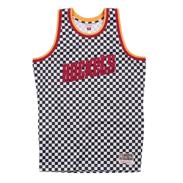 Mens Mitchell & Ness NBA Checked Swingman Jersey Houston Rockets