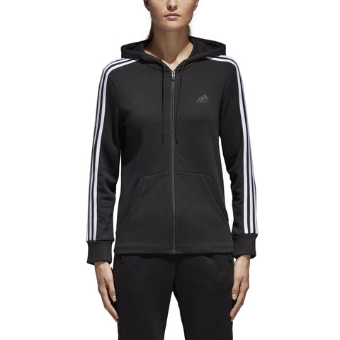 [BK3866] Womens Essentials Cotton Fleece 3-Stripe Full Zip Hoodie