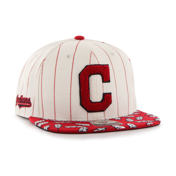 Mens 47 Brand Cleveland Indians Captain Snapback - White/Red