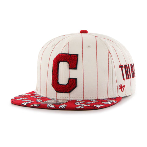 Mens 47 Brand Cleveland Indians Captain Snapback - White/Red