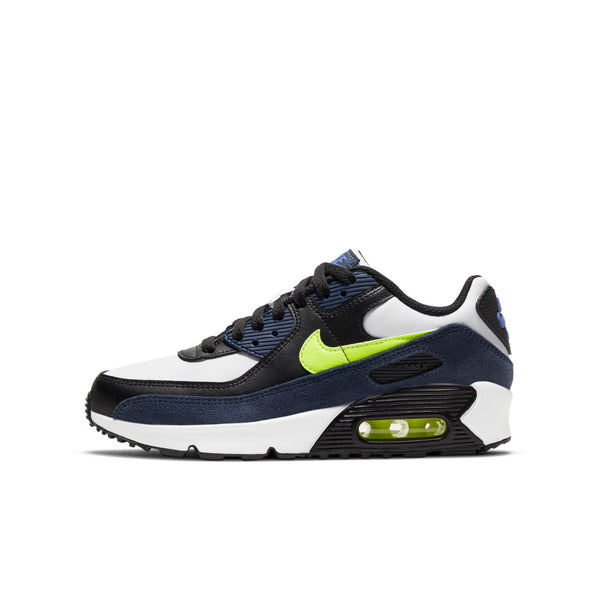 [CD6864-401] Grade School Nike AIR MAX 90 LEATHER 'MIDNIGHT NAVY VOLT (GS)'