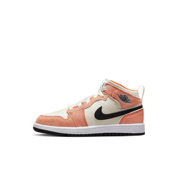[DV1341-800] Preschool Air Jordan RETRO 1 MID SE 'ORANGE SUEDE (PS)'